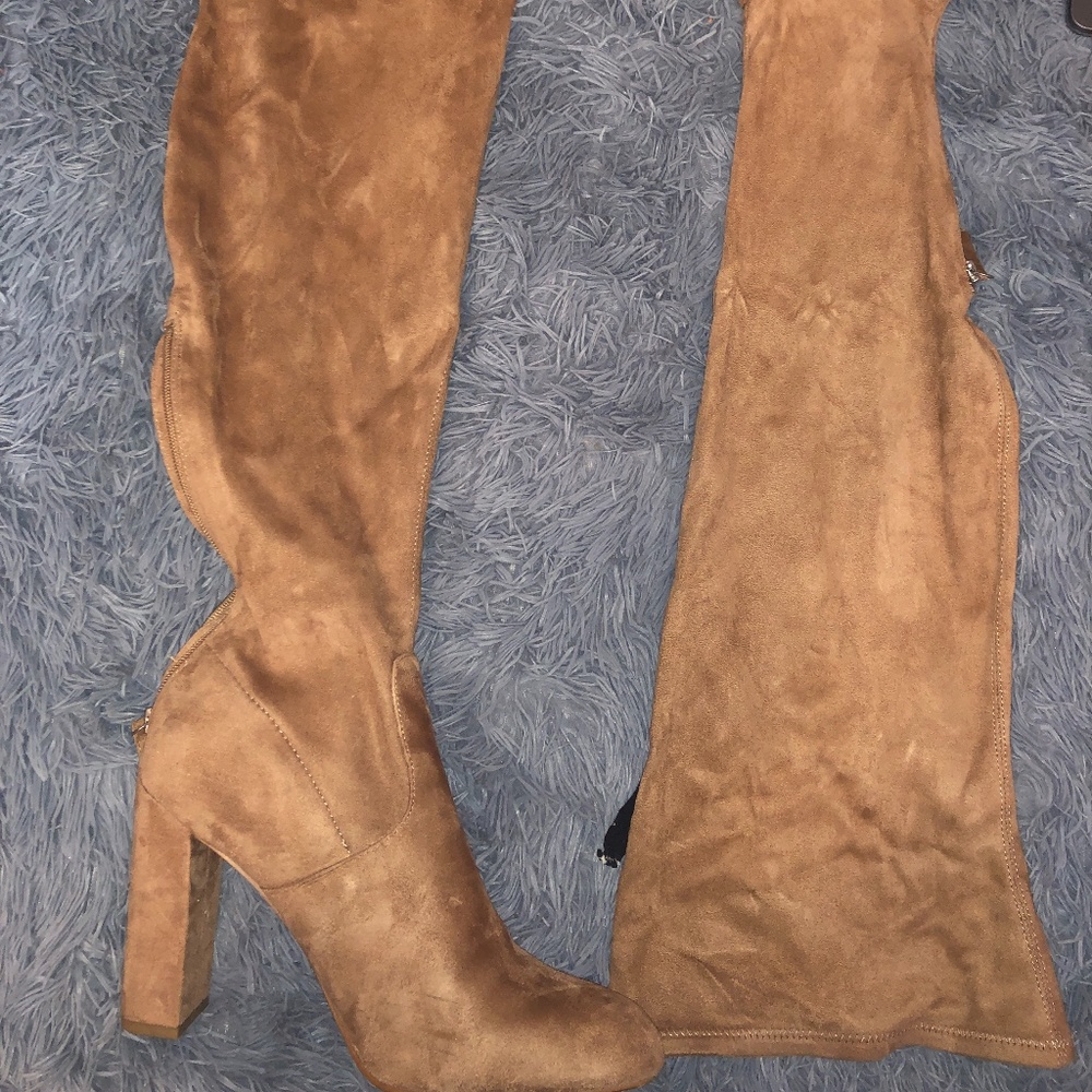 STEVE MADDEN TAN SUEDE THIGH HIGH BOOTS